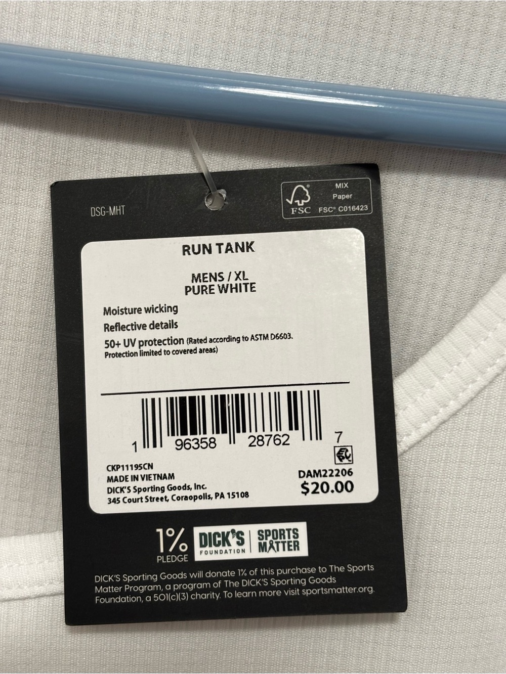 DSG Men's Run Stride Tank Top Pure White Size XL NWT - Picture 3 of 7
